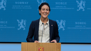 Foto: Simen Gald / Arbeids- og inkluderingsdepartementet Arbeids- og inkluderingsminister Tonje Brenna under framleggelsen av Stortingsmeldinga om arbeidsmarkedspolitikk