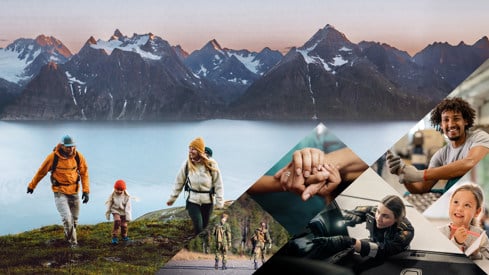 Foto: Getty Images, Anette Ask / Forsvaret og TV2. Design: Anagram Design Bildemomontasje til statsbudsjettet 2025